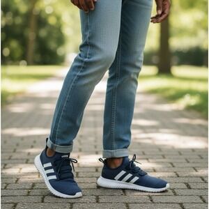 Adidas Men's Size 12 Neo Kaptir Tech Sneaker Running Shoe Blue White Slip Ons